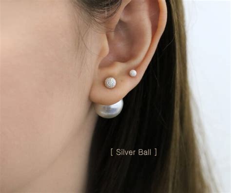 Pearl Double Ball Earring Double Ball Earrings Pearl Front