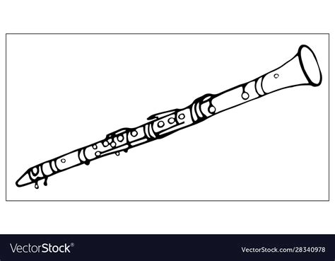 Greeting Card With Clarinet Linear Hand Drawn Vector Image