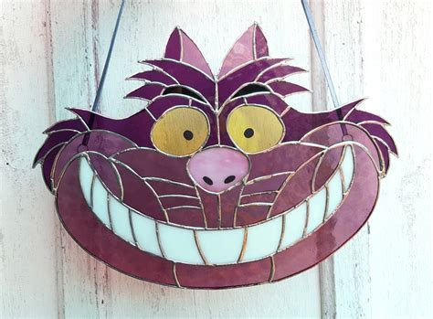Cheshire Cat Stained Glass Suncatcher Disney Art Alice In Etsy