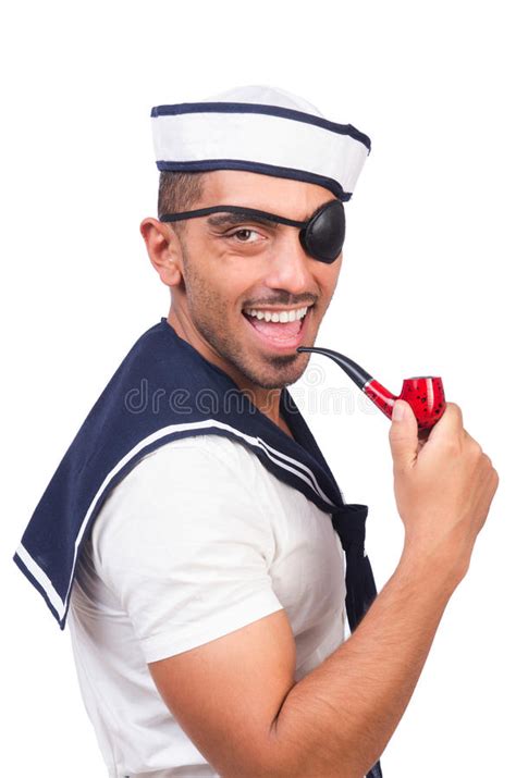 Sailor With Smoking Pipe Isolated Stock Photo Image Of Beauty Male