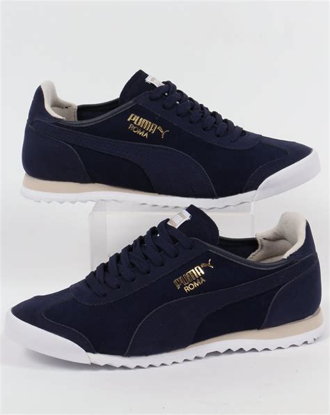 Puma Roma Og Leather Trainers Navywhiteshoes68runnersmens
