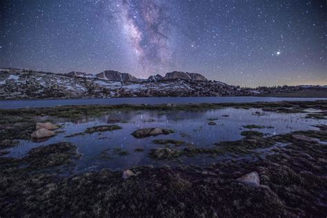 Milky Way Shining Brightly Over Evelyn Lake Yosemite National Park