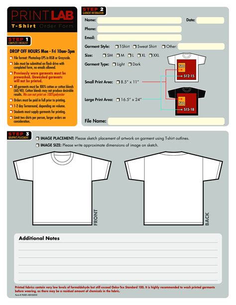 T Shirt Order Form Printable