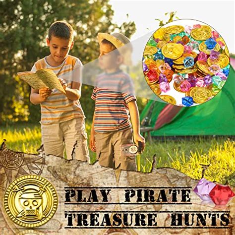150 Pieces Plastic Pirate Gold Coins Acrylic Colored Gems Pirate Coins