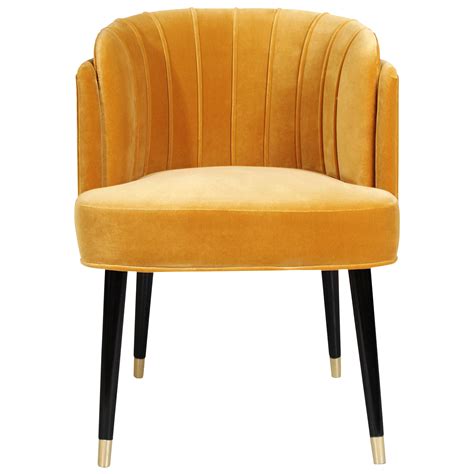 Mid Century Modern Simone Dining Chair Cotton Velvet Walnut Wood