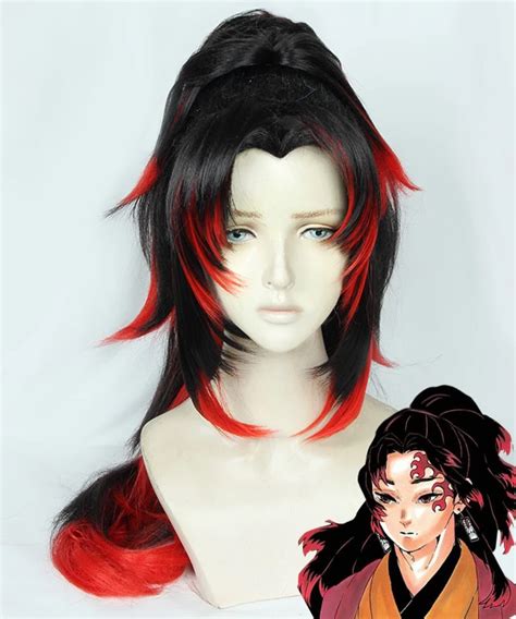 Demon Slayer Kimetsu No Yaiba Tsugikuni Yoriichi Black Red Cosplay Wig