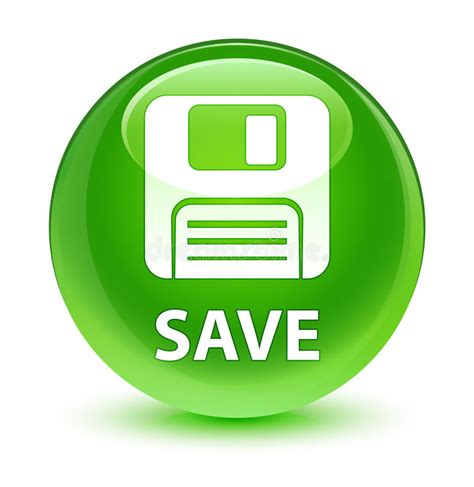 Save Floppy Disk Icon Glassy Green Round Button Stock Illustration