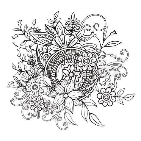 Download Floral pattern in black and white. Adult coloring book ...