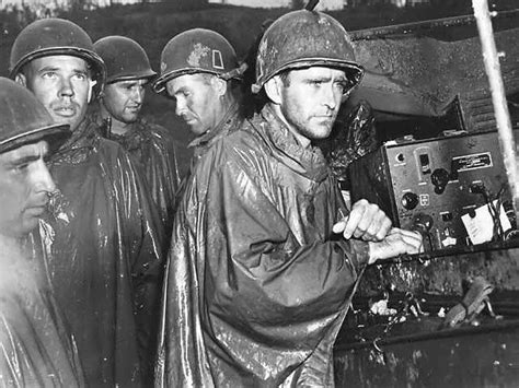 Men Of The Us Army 77th Infantry Division At Okinawa Japan Listening To Radio Reports For The
