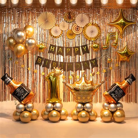 Premium Happy Birthday Party Diy Decoration Set In Gold Party Force