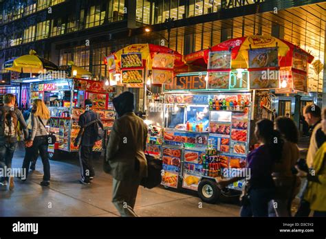 Fast Food Stand Near Times Square, Manhattan, New York City USA Stock