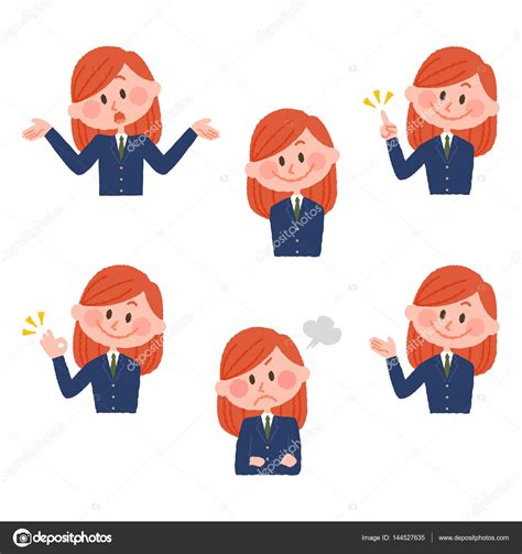 Illustration Of Various Facial Expressions Of A Girl Stock Illustration