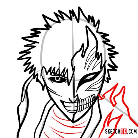 How To Draw Ichigo Kurosaki In A Mask Bleach Sketchok Easy Drawing