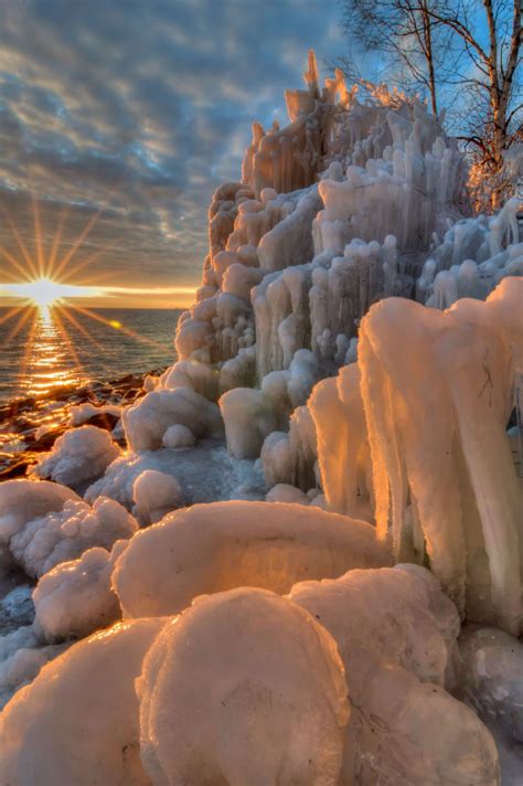Lake Superior Sunset Nature Beautiful Nature Winter Scenery