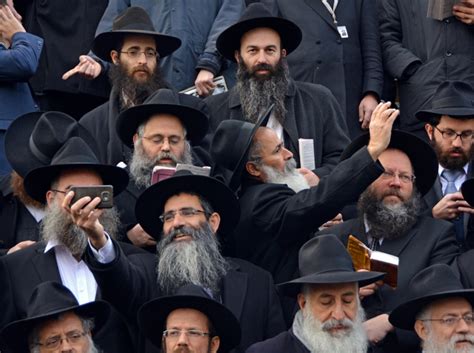 Some Of Thousands Of Orthodox Rabbis Some Taking A Selfies At A Group