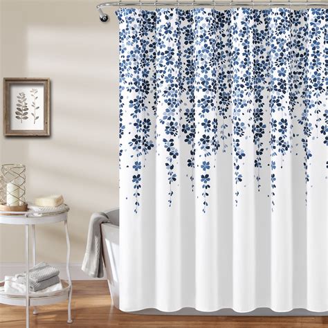 Lush Decor Blue Shower Curtain Weeping Flower 72 X 72