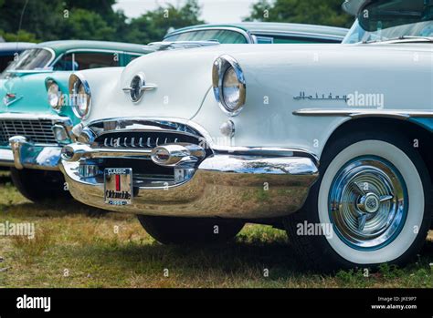 USA, Massachusetts, Cape Ann, Gloucester, Antique Car Show, 1950s-era