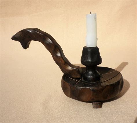 Castilian Wooden Chamber Candlestick Pricket Chamberstick Spanish