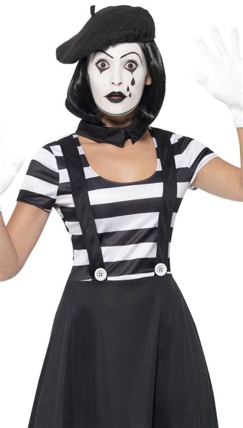 Black And White Striped Mime Costume Dress Womens Mime Costume