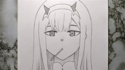 How To Draw Zero Two For Beginners Drawing Zero Two Step By Step
