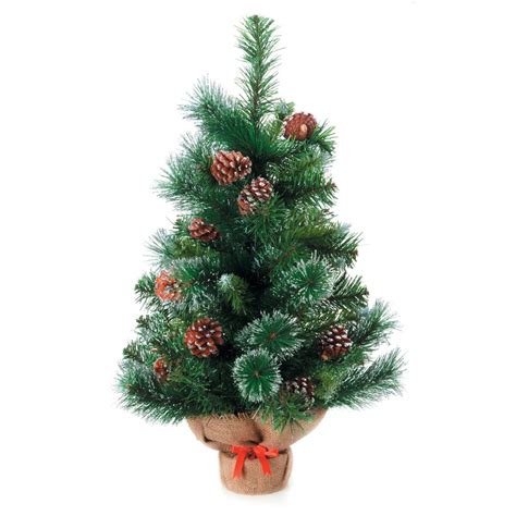 Mini Decorated Christmas Tree Glittered Pine With Burlap Base 18
