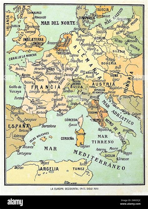 Map Of Western Europe In The 18th Century Stock Photo Alamy