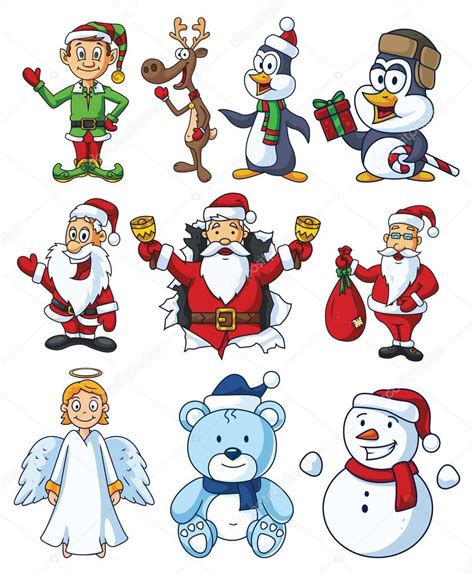 Christmas Cartoon Characters Set — Stock Vector © Pixaroma 68000811