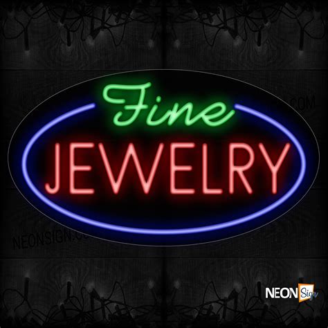 Fine Jewelry With Blue Oval Border Neon Sign