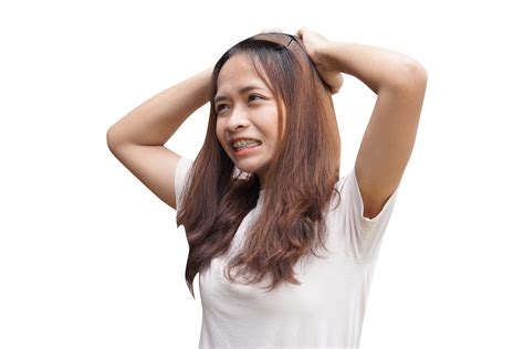 Asian Woman Having Itchy Head From Dandruff 20952482 Png