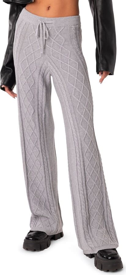 Edikted Kasey Cable Knit Cotton Pants Shopstyle Trousers