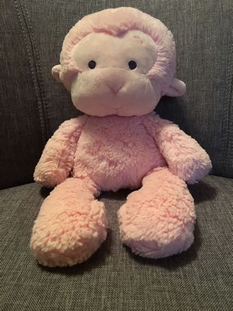 Rare Baby Gund Pastel Pink Meme Monkey 320410 14 Inch Soft Plush
