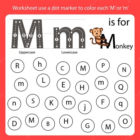 Premium Vector Find The Letter Worksheet Use A Dot Marker To Color Each M