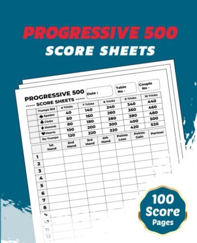 Progressive 500 Score Sheets Progressive 500 Score Pads 100 Score