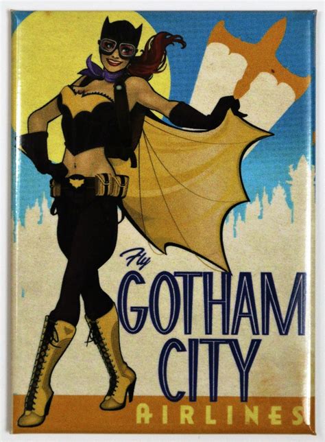 Batgirl Bombshell Gotham City Airlines Fridge Magnet Comic Book Dc