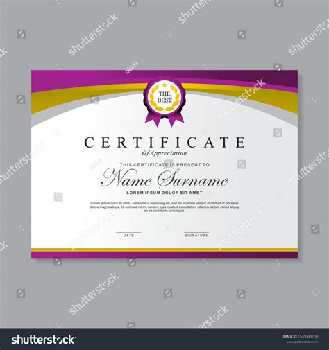 Modern Luxury Certificate Template Design Purple Stock Vector Royalty
