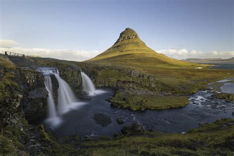 Kirkjufellsfoss Waterfall With Kirkjufell Mountain Iceland Stock Photo