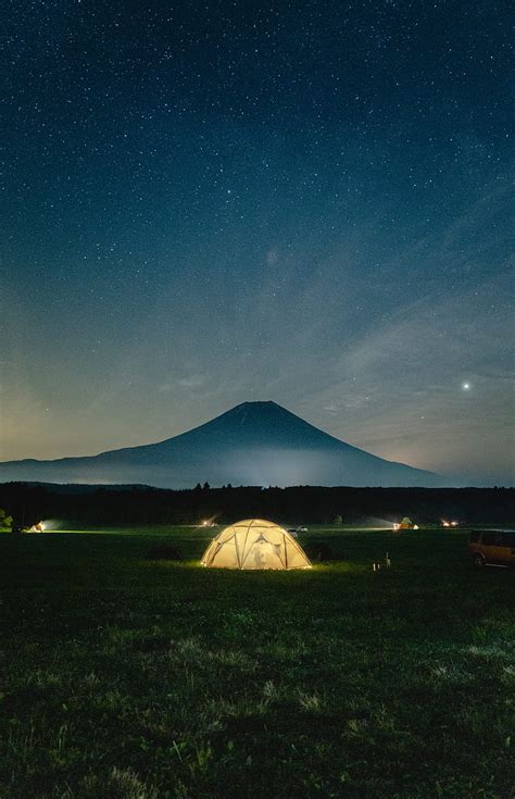 Camping Tent Mountains Night Glow Hd Phone Wallpaper Peakpx