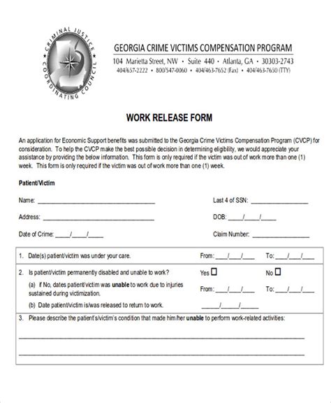 Employer Doctor Release Form To Return To Work 49 Best Return To Work