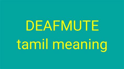 DEAFMUTE tamil meaning/sasikumar - YouTube