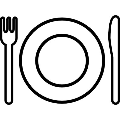 Dessins de assiette, couverts et serviette. Knife, Tools And Utensils, Fork, Top View, Plate, Outlined, outline, Restaurant, Cutlery icon