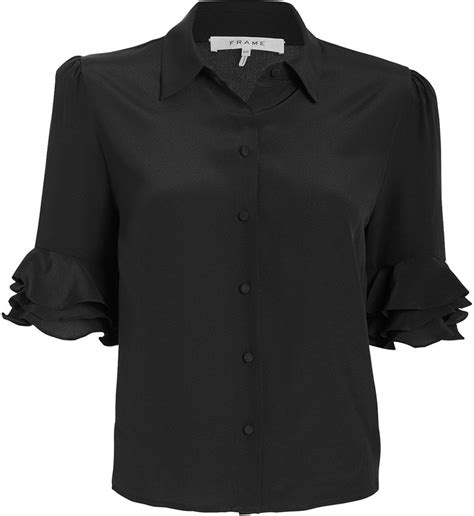 Frame Ruffled Sleeve Silk Blouse Shopstyle Button Down Shirts