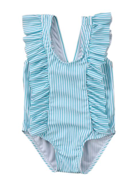 Stylesilove Stylesilove Baby Girl Ruffle Striped Swimsuit One Piece