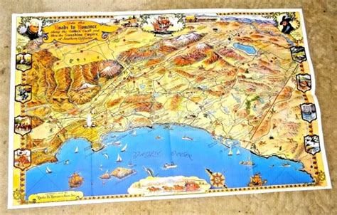 Vintage Lovely Illustrated Cartoon Map Maps Southern California History