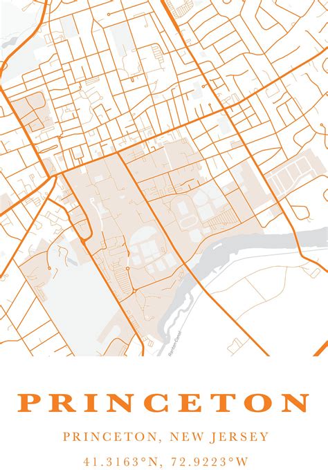 Princeton New Jersey Campus Map Digital Download Etsy