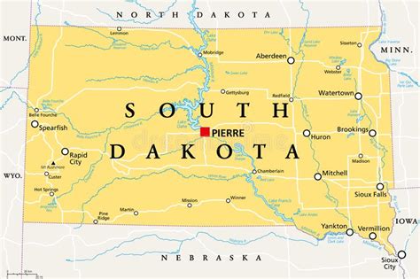 South Dakota Sd Political Map Us State The Mount Rushmore State