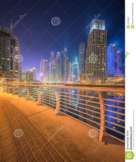 The Beauty Panorama Of Dubai Marina Uae Stock Image Image Of Dark