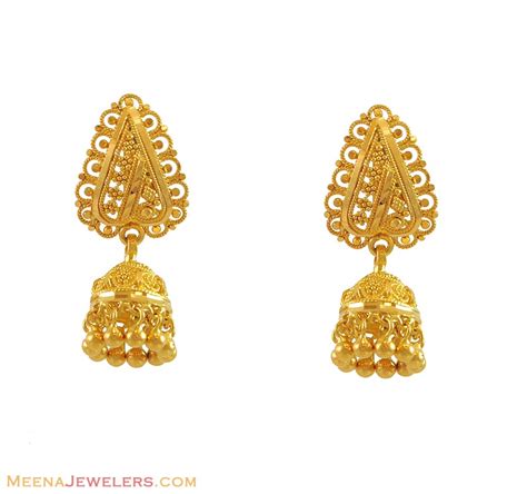 India relies heavily on imports to meet existing gold demand. Indian Jhumki Earrings (22K) - ErFc11072 - 22 karat Indian ...