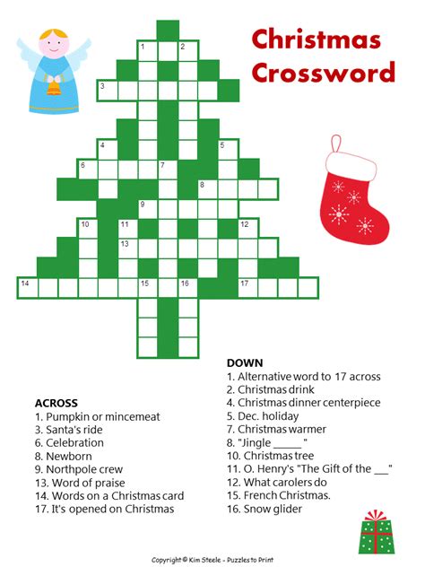 Solve the visual riddles by typing in words and watch as they transform into what the word describes. Christmas Tree Crossword for Kids