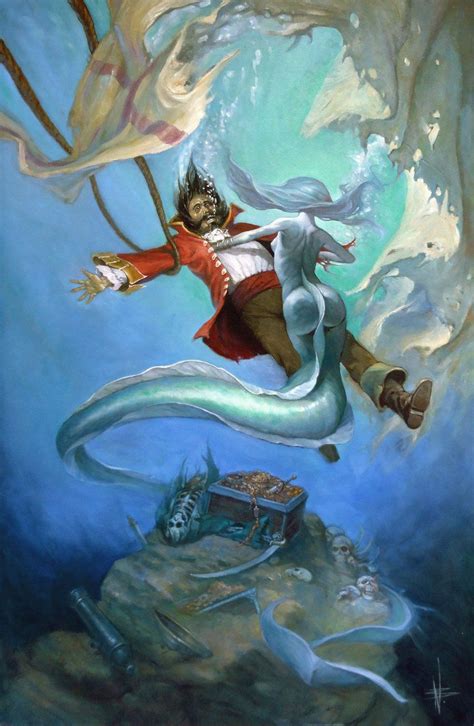 Mermaid And Pirate Mermaid Art Mermaid Illustration Mermaids And Mermen