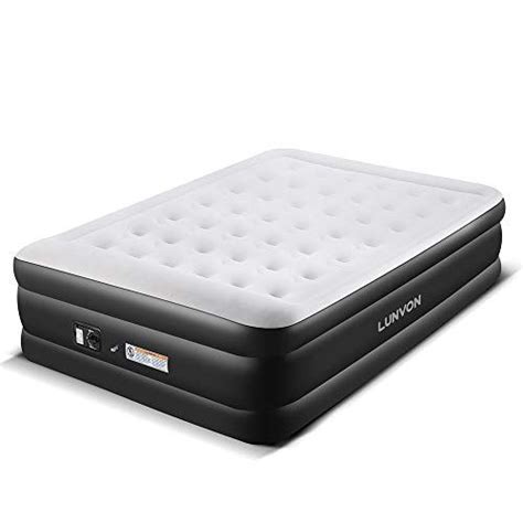 Lunvon Queen Air Mattress Guest Durable Inflatable Airbed Blow Up Elevated Raised Air Bed With